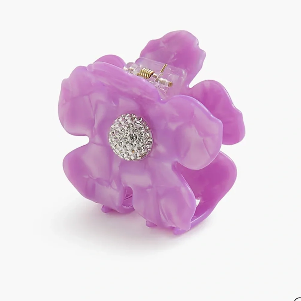 NWT J. Crew Lilac Embellished Flower Hair Claw Clip